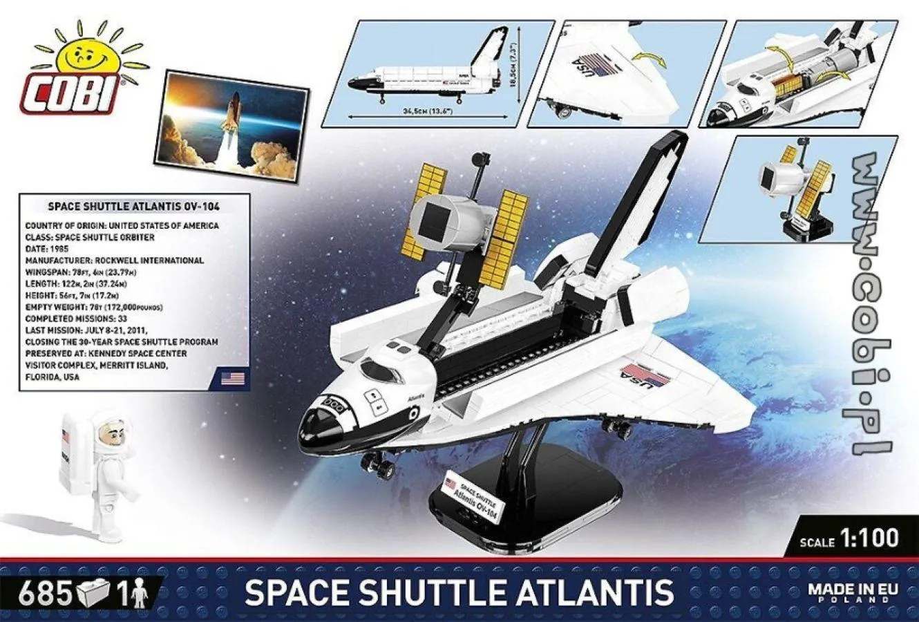 Cobi - Space Shuttle Atlantis Model (685 Piece Kit) - Image 5