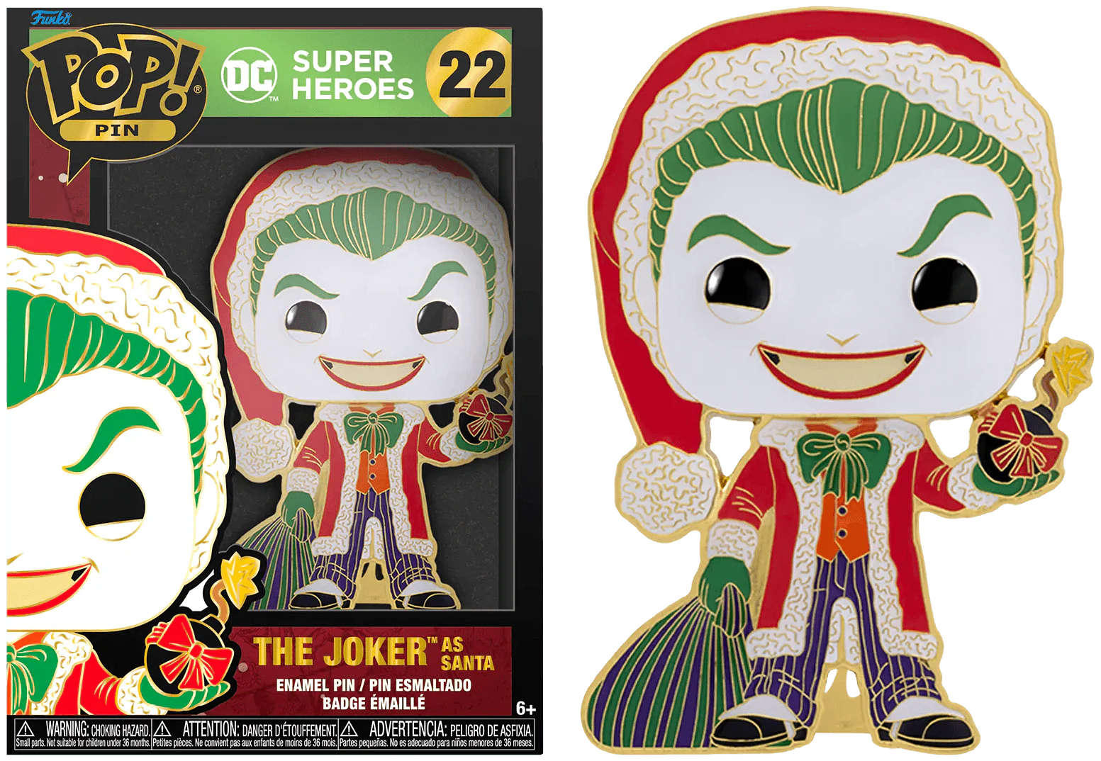DC - Joker Holiday (with chase) 4" Pop! Enamel Pin - Image 2