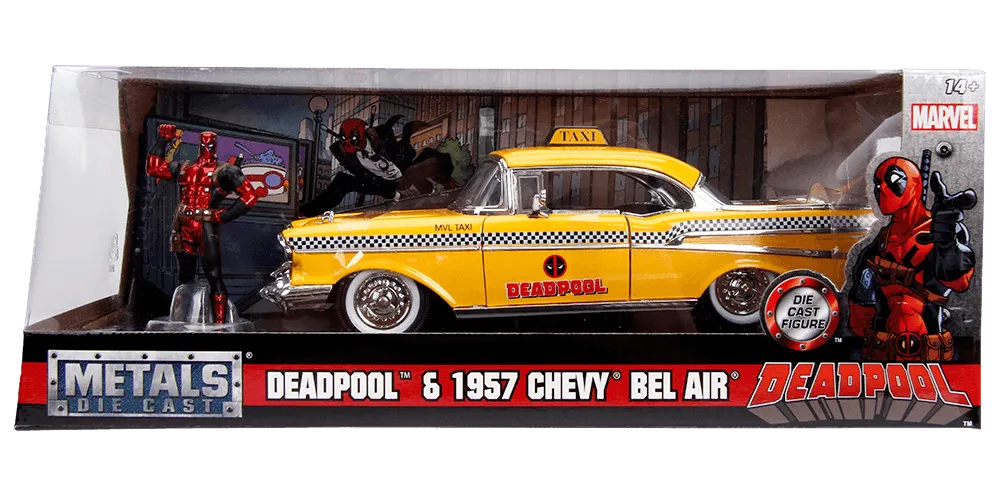 Deadpool (comics) - 1957 Chevy Bel Air Taxi 1:24 Hoolywood Ride Diecast Vehicle with Deadpool