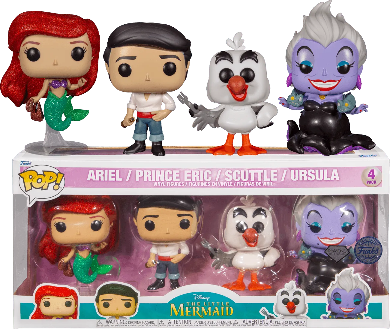 Little Mermaid (1989) - Ariel, Prince Eric, Scuttle & Ursula US Exclusive Pop! Vinyl 4 Pack [RS]