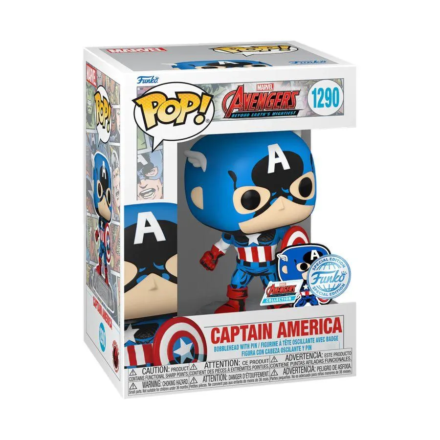 Marvel Comics - Captain America 60th Anniversary (with Pin) US Exclusive Pop! Vinyl [RS] - Image 3