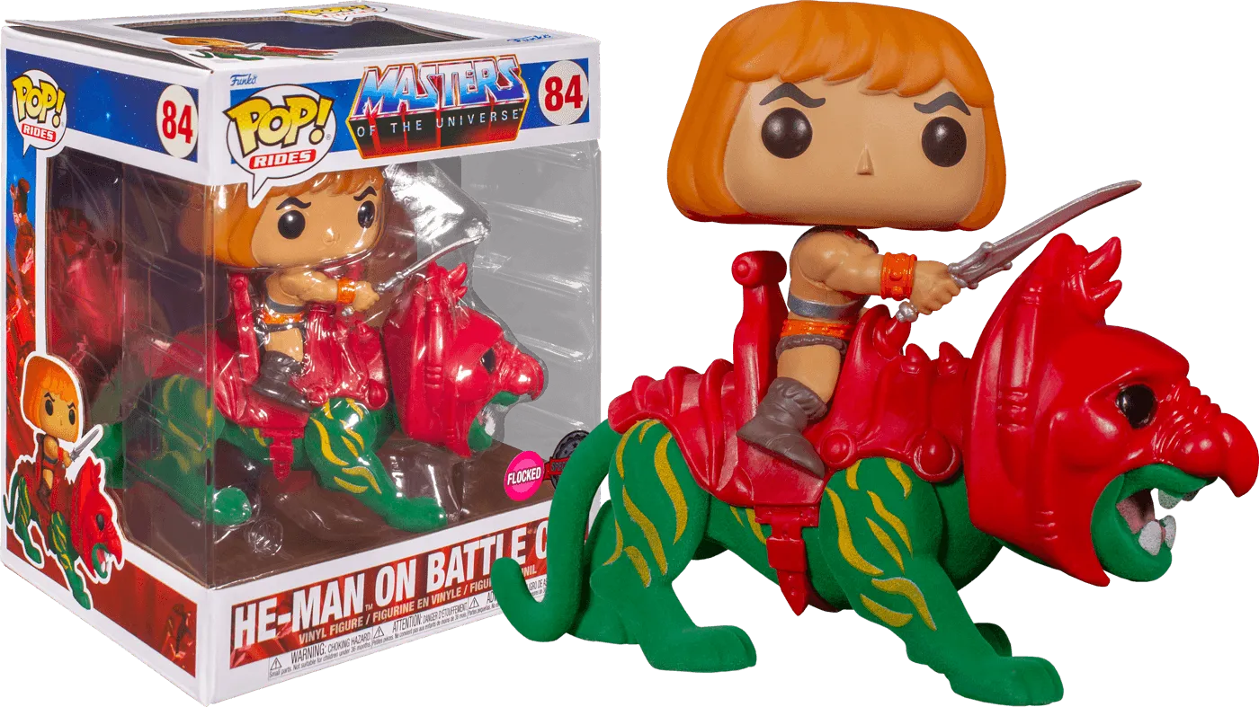 Masters of the Universe - He-Man on Battlecat Flocked US Exclusive Pop! Ride [RS]