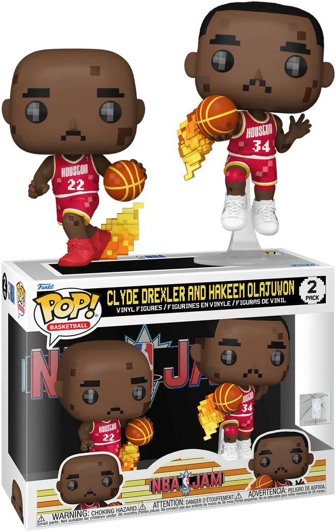 NBA JAM: Rockets - Clyde Drexler & Hakeem Olajuwon 8-Bit Pop! Vinyl 2 Pack