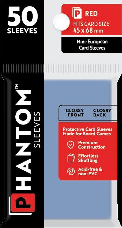Phantom Sleeves: Red Size (45mm x 68mm) - Gloss/Gloss (50)