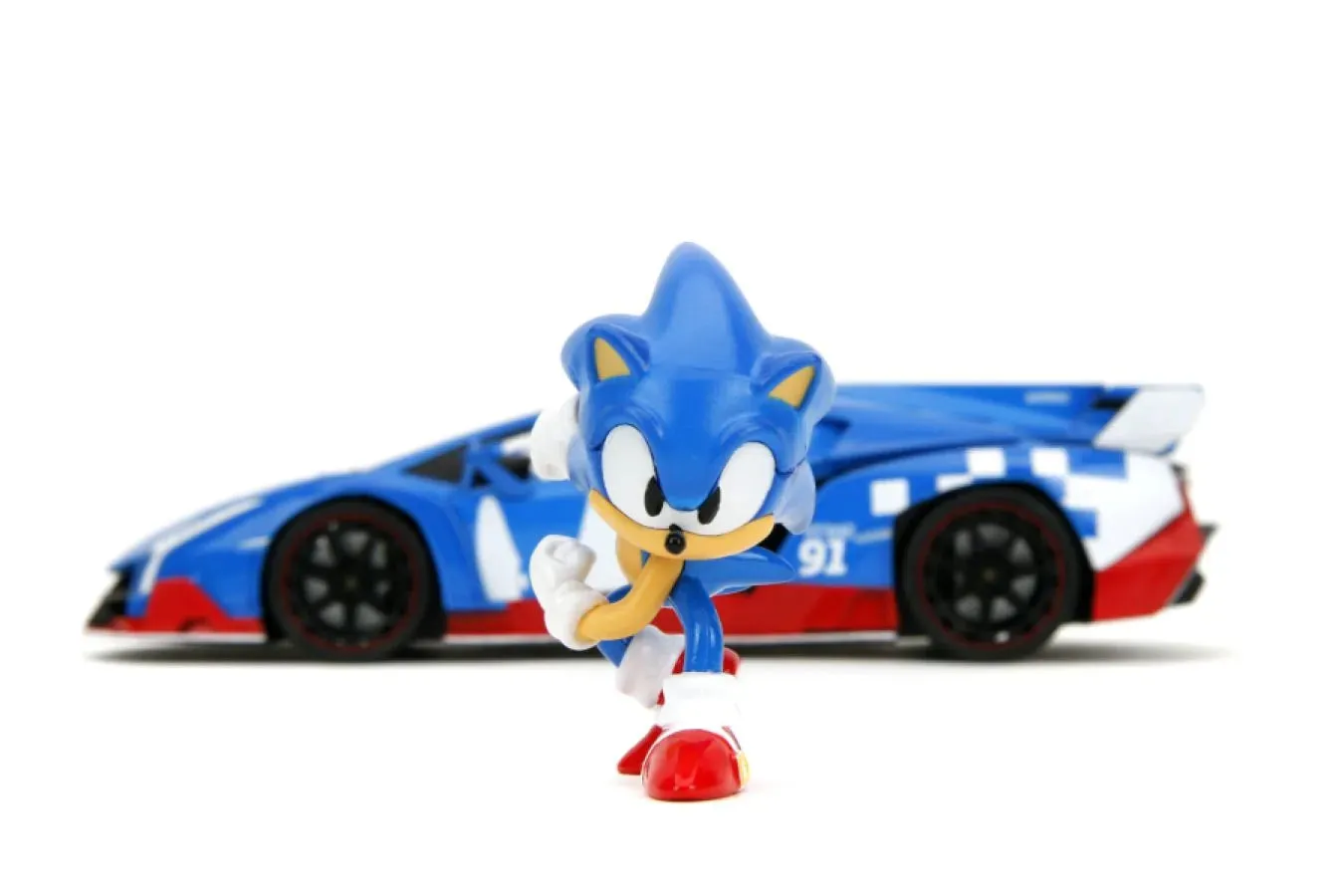 Sonic the Hedgehog- Lamborghini Veneno 1:24 Scale Diecast Vehicle with Sonic Figure - Image 3