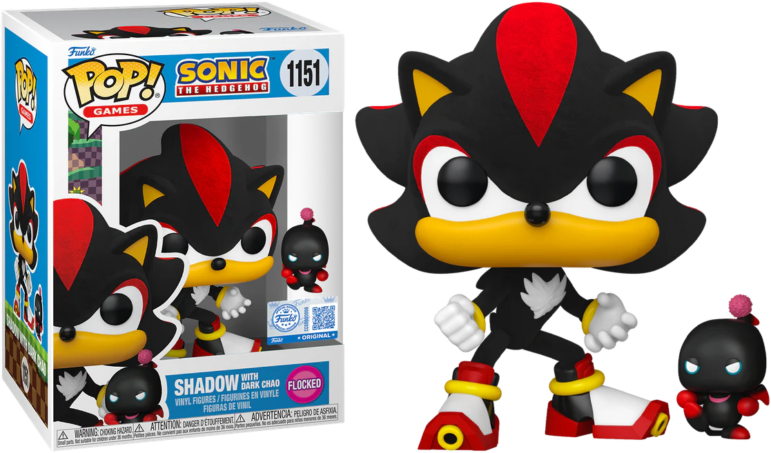 Sonic the Hedgehog - Shadow with Dark Chao US Exclusive Flocked Pop! Vinyl [RS]