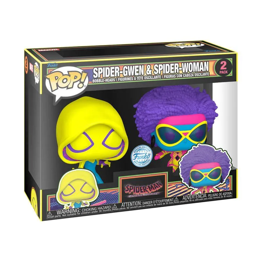 Spider-Man: Across the Spider-Verse - Spider-Gwen & Spider-Woman US Exclusive Blacklight Pop! 2-Pack [RS] - Image 3