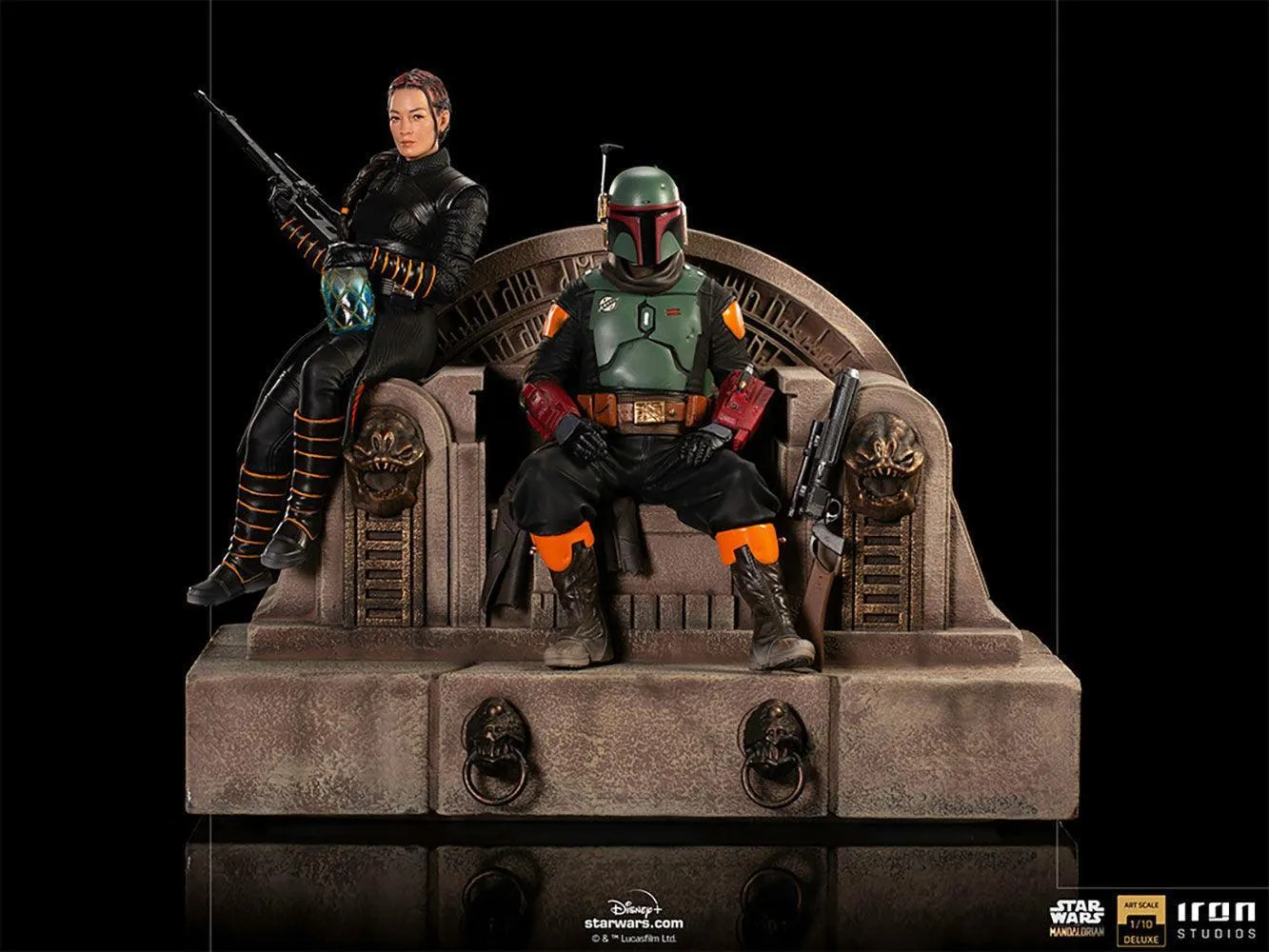 Star Wars: The Mandalorian - Boba Fett & Fennec Shand on Throne Deluxe 1:10 Scale Statue - Image 11