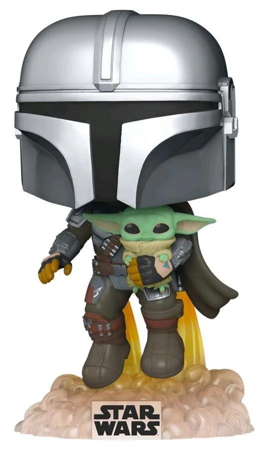 Star Wars: The Mandalorian - Mandalorian with the Child Jetpack Flying Pop! Vinyl - Image 2