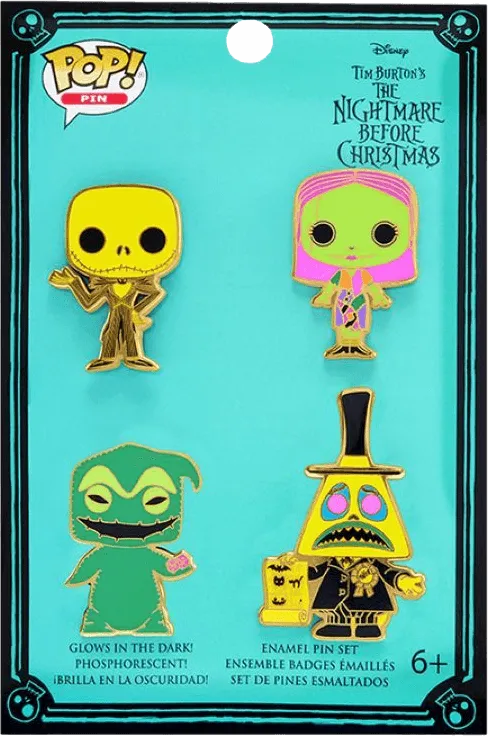 The Nightmare Before Christmas - Blacklight Enamel Pin Set 4-Pack