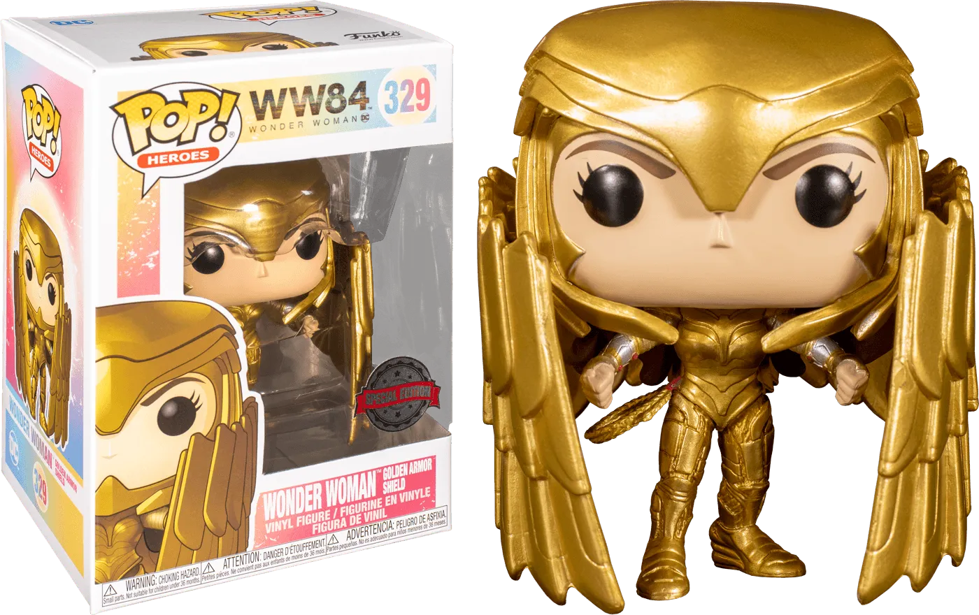 Wonder Woman 2: WW84 - Wonder Woman Gold Shield Pose US Exclusive Pop! Vinyl [RS]